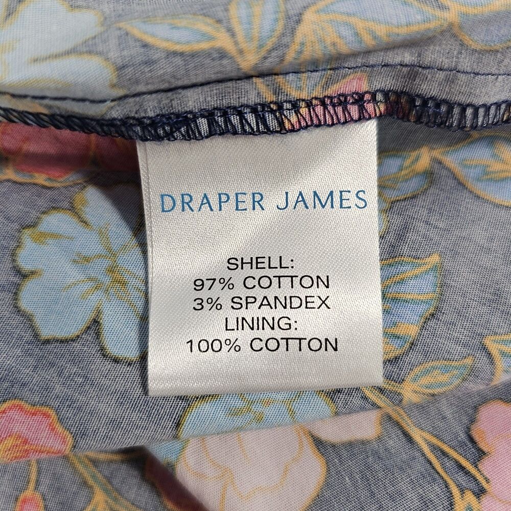 Draper James Julianne Midi Dress Stretch Poplin Women's Size 12 Blue Pink - Picture 5 of 7
